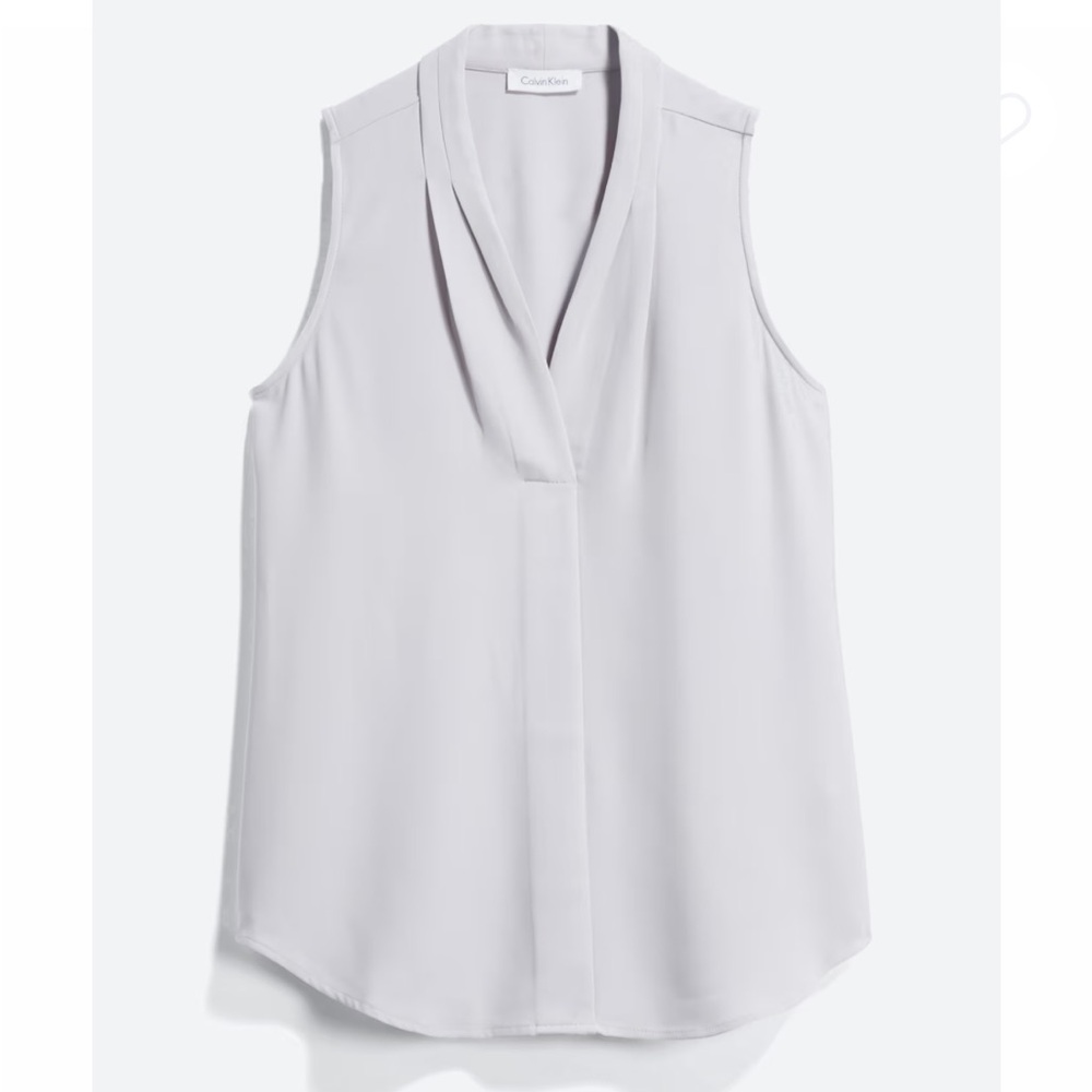 Calvin Klein Callia V-Neck Blouse Gray Sleeveless Top